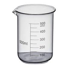 Beakers are made or borosilicate glass. Used in chemistry labs to heat or store liquids. 