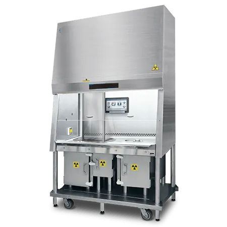 Lead shielded biosafety cabinet for use in radiopharmaceutical applications