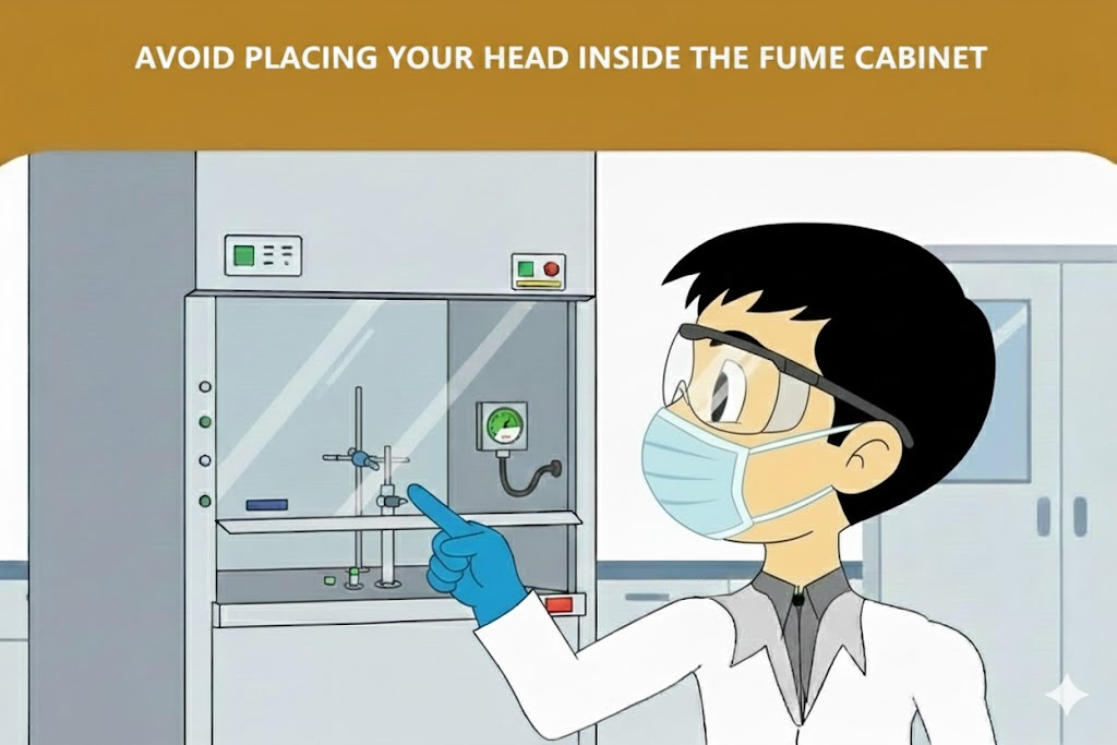 Avoid placing your head inside the fume cabinet