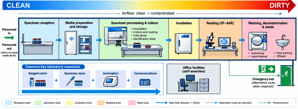 Workflow of microbiology lab setup