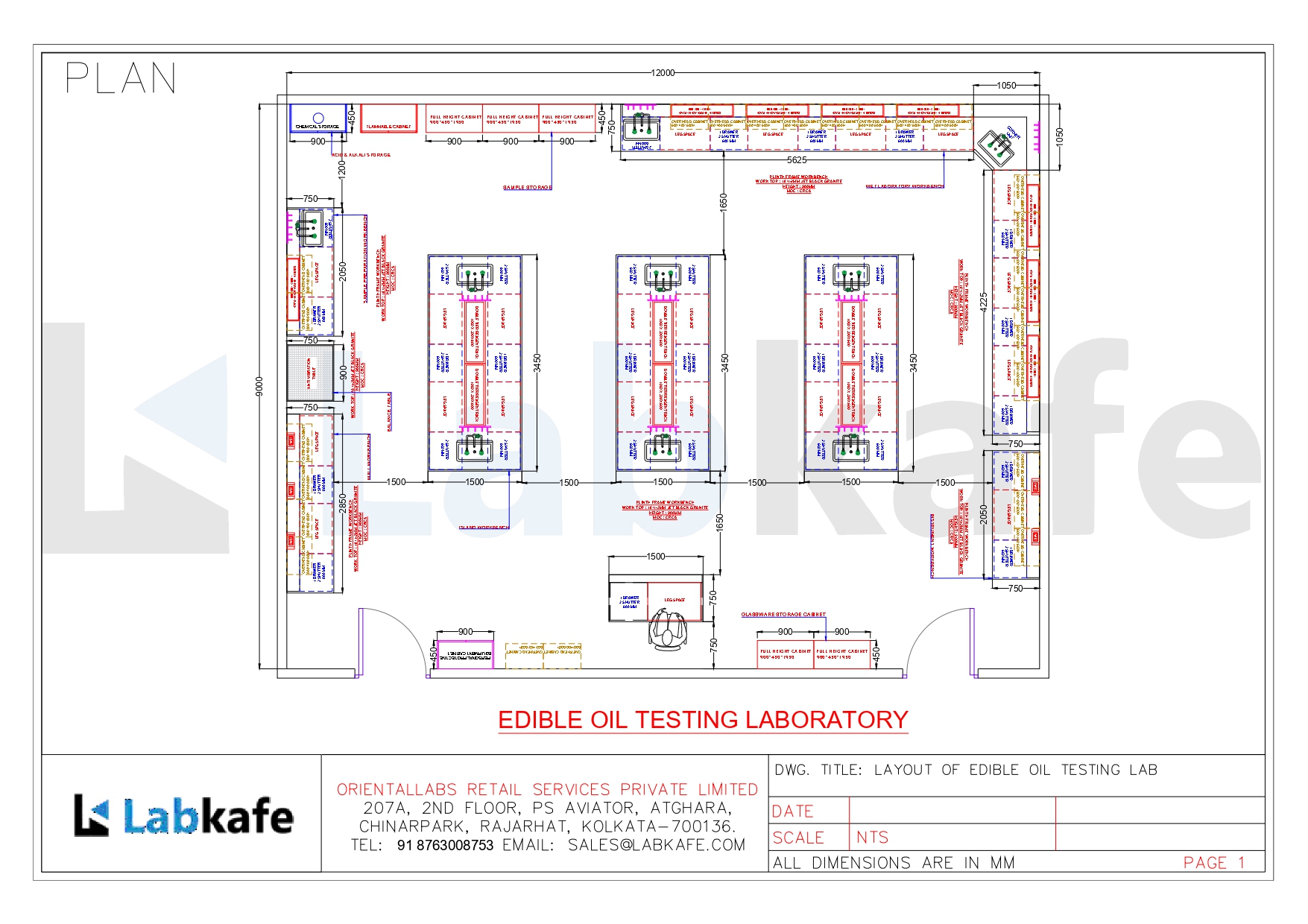 Edible oil testing lab 2D layout preview