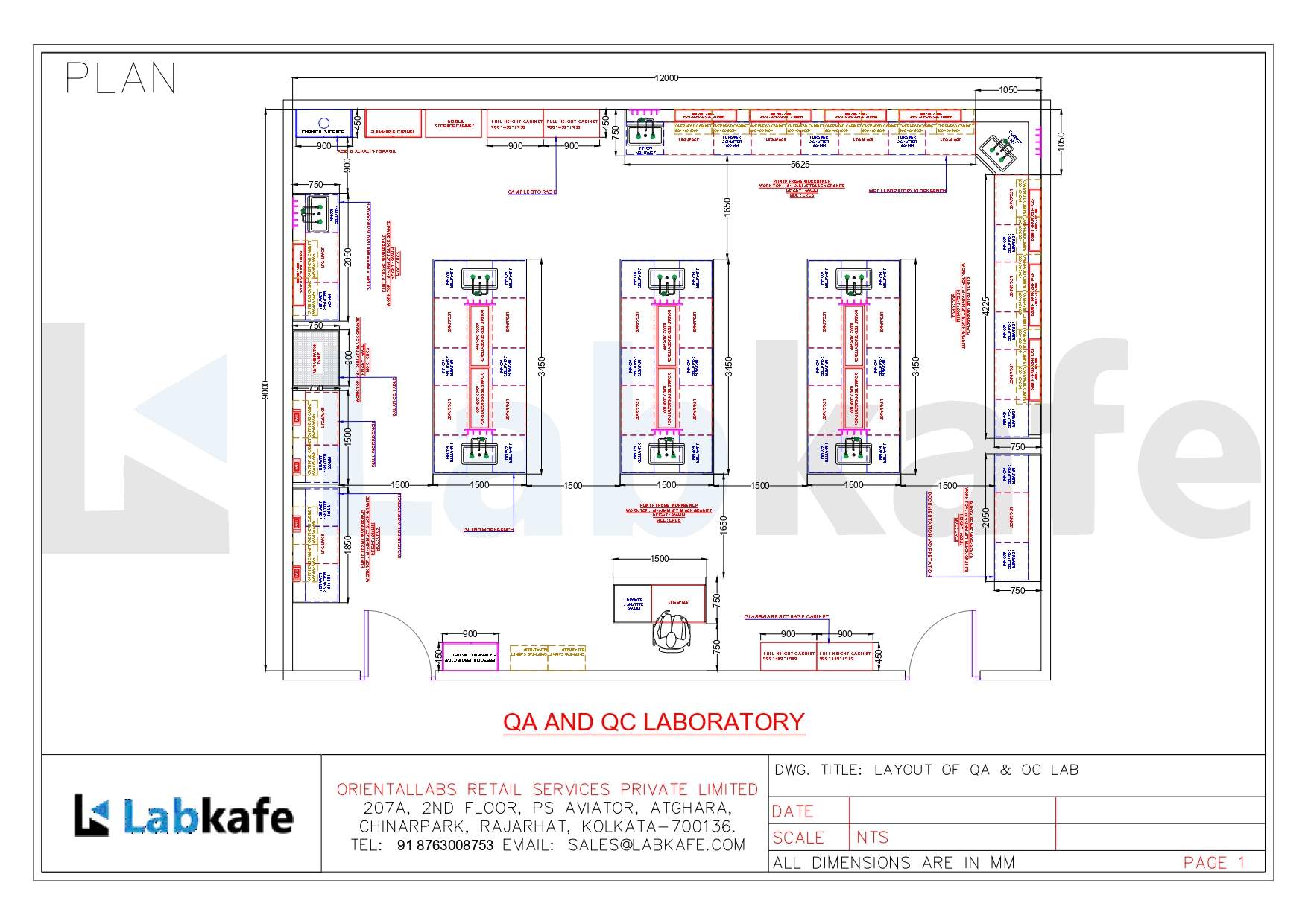 QA and QC lab 2D layout preview
