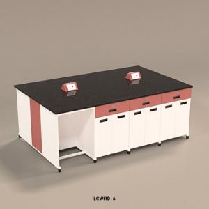 Dry Island workbench - 6 base cabinet CRCA-Made & ISO Certified by Labkafe