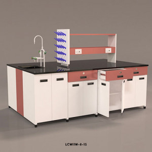 Wet Island workbench - 8 base cabinet (1 sink) BIFMA Certified