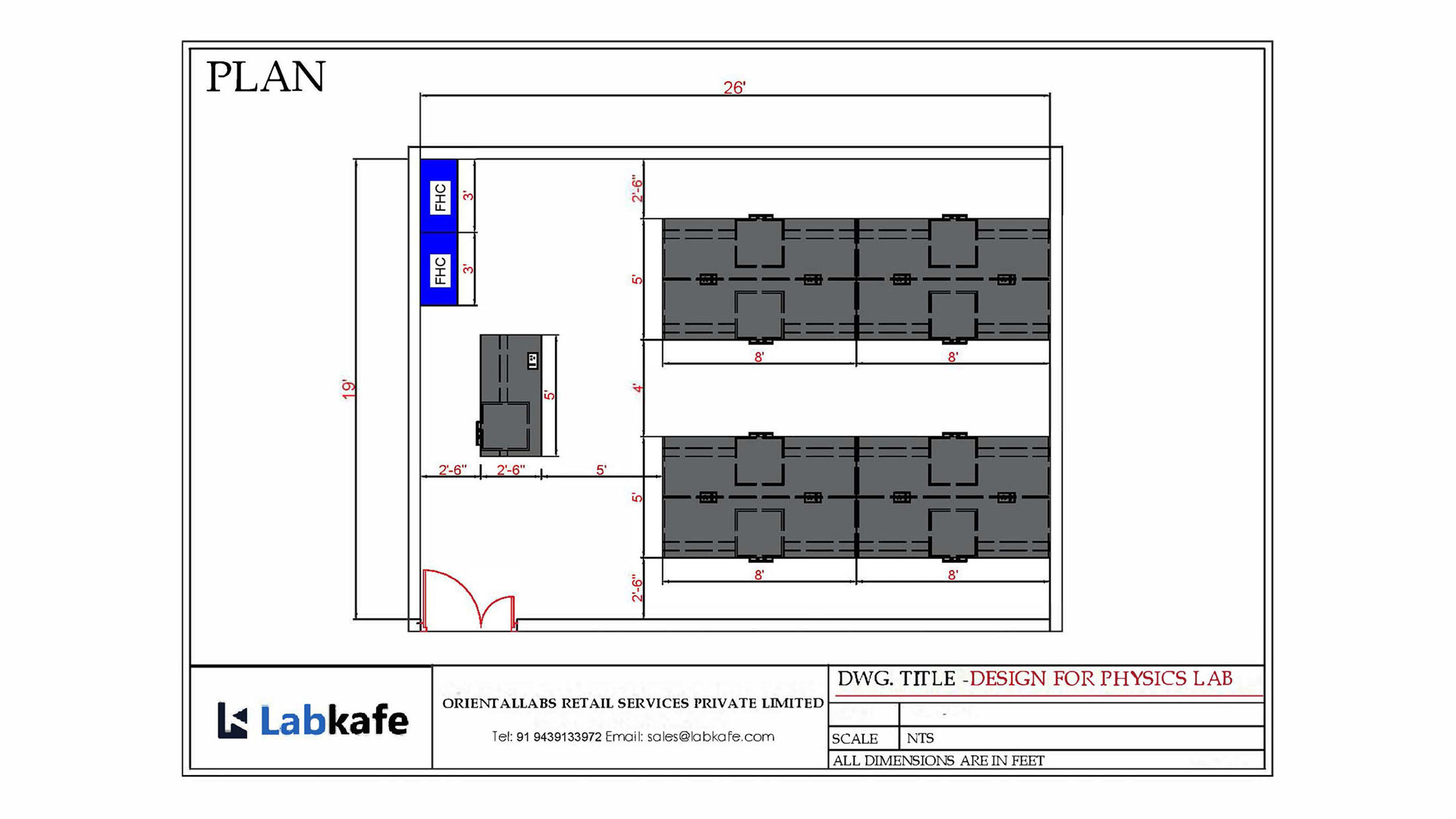 lab room size