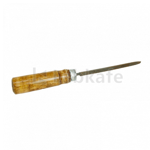 TRIANGULAR FILE WITH WOODEN HANDLE.