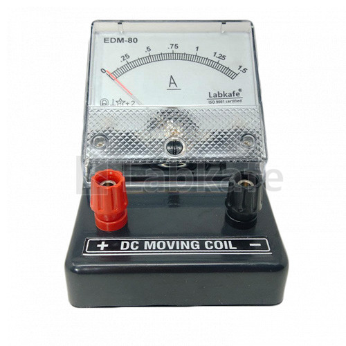 AMMETER (EDM-80) SQUARE Dial, Moving Coil, DC with Desk Stand Range 0-1.5Amp.