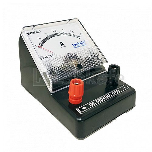 AMMETER (EDM-80) SQUARE Dial, Moving Coil, DC with Desk Stand Range 0-3Amp.