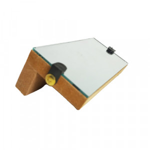 Mirror Strip Mounted on Wooden Base, 4"x2".